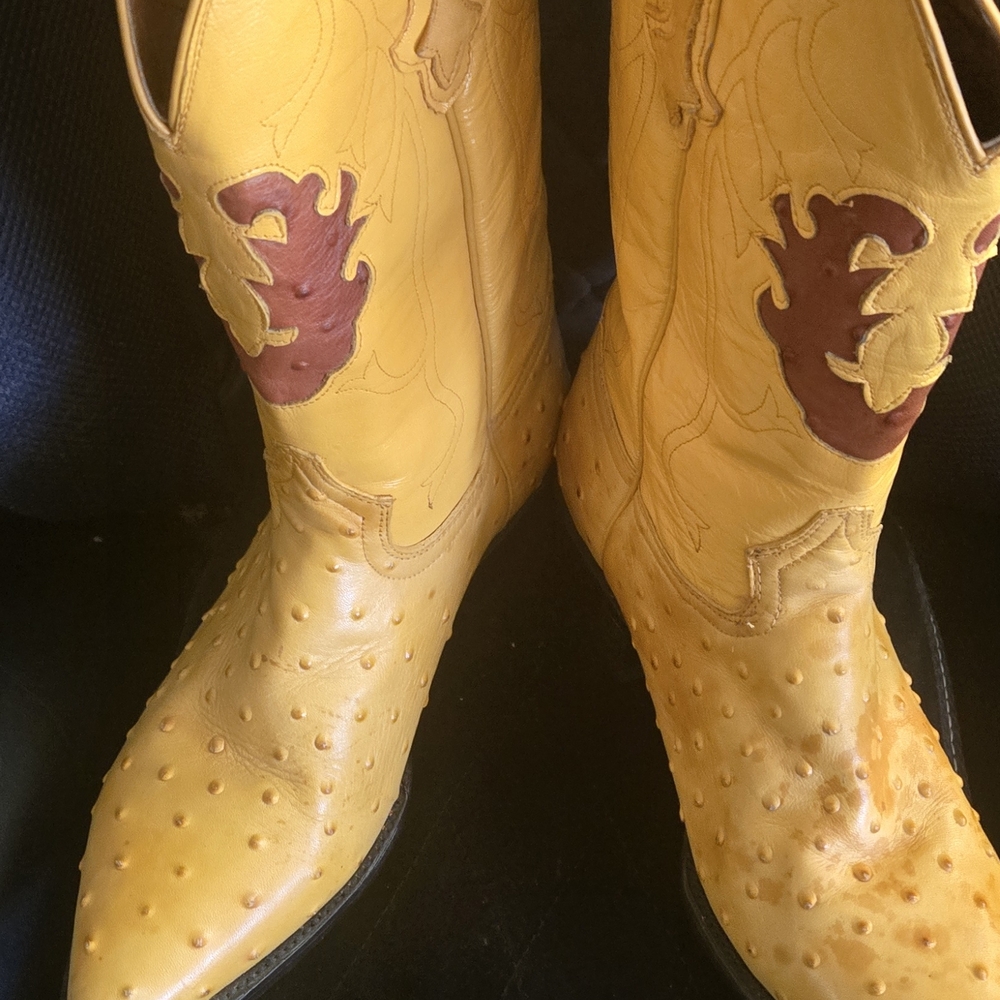 Yellow and Brown Western Cowboy Boots